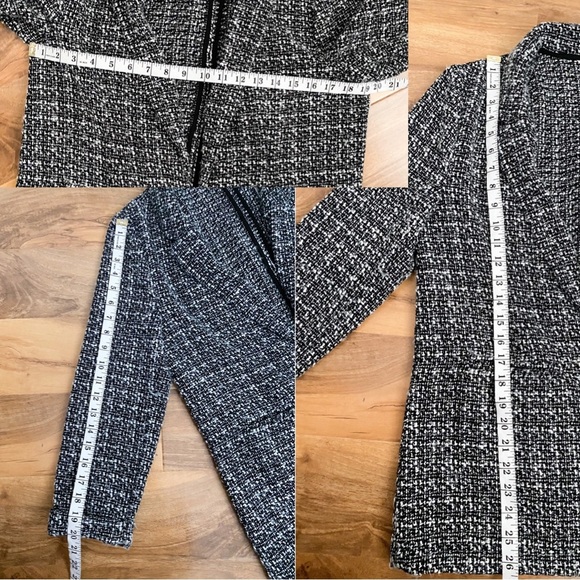 $128‼️Nanette Lepore Black White Tweed Open Front Blazer Classic Career Relaxed - Picture 11 of 11